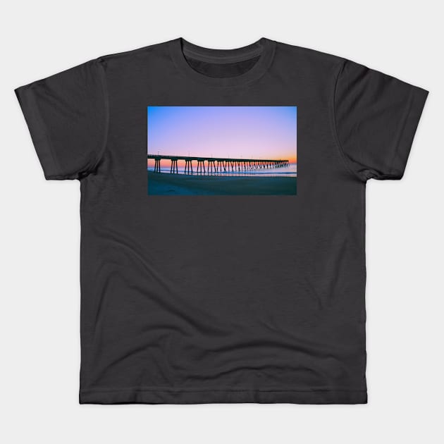 Wrightsville Beach Art1 Kids T-Shirt by ILMphotoguy